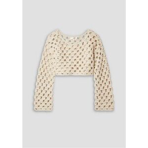 NWT LoveShackFancy Keely Cropped Crochet Cotton Sweater